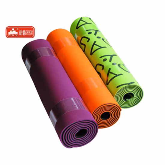 Custom Printed Beige Brown Blue Purple Cyan Red Eco PVC Jute Fitness Exercise Yoga Mats
